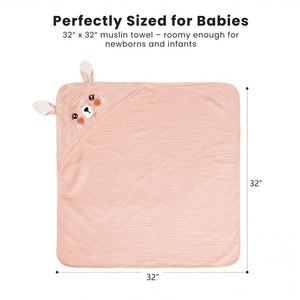 Serviette de bain à capuche personnalisée en coton mousseline pour bébé, couverture brodée avec nom et animal, pour nouveau-nés - Product Image 6