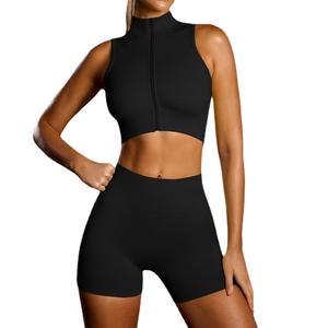 Ensemble de shorts de yoga pour femmes, taille haute, effet push-up, vêtements de sport pour la gym et le fitness, anti-transpiration, taille élastique en nylon, vente en gros - Product Image 4