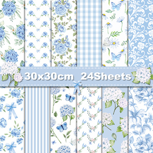 Papel Decorativo Huancai con Diseño de Hortensias Azul Claro, Papel para Manualidades de Doble Cara para Envolver Regalos, Álbumes de Fotos y Artículos para Fiestas - Product Image 1