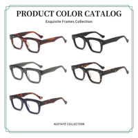 Montures de lunettes en acétate pour hommes, style classique carré, monture intégrale, lunettes optiques vintage