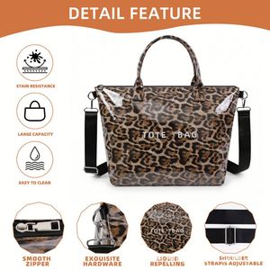 Bolso de Playa de PVC con Estampado de Leopardo, Bolso Bandolera Impermeable de Gran Capacidad, Bolso de Mano para Viajes y Compras, Bolso de Hombro para Mujer - Product Image 2