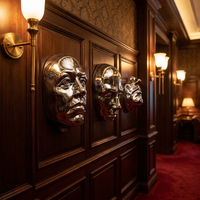 Sculpture de visage humain en résine électro-plaquée, art moderne KTW Decoration, à vendre