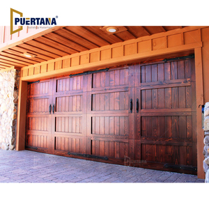 Puerta de Garaje de Madera Real de Estilo Moderno para Casa de Campo, Puerta de Garaje Rústica de Estilo <span class=keywords><strong>Tudor</strong></span>, Puerta de Garaje Residencial de Madera con Diseño de Carruaje - Product Image 4