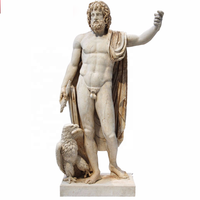 Sculpture en marbre de la mythologie grecque antique : Héracles et le lion