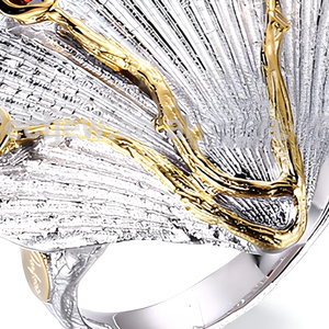 Design a conchiglia grazioso <span class=keywords><strong>anello</strong></span> di gioielli in <span class=keywords><strong>argento</strong></span> Sterling 925 con pietra granata - Product Image 4