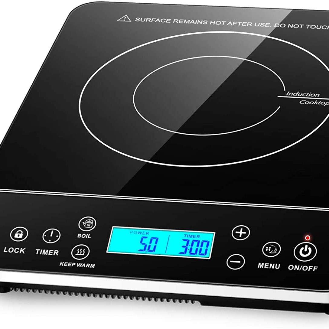 แผ่นร้อนเหนี่ยวนำ Cooktop แบบพกพา,แผ่นร้อนเหนี่ยวนำเตาพร้อมเซ็นเซอร์ LCD แบบสัมผัส1800วัตต์110โวลต์/120โวลต์