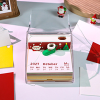 Bloc-notes 3D à feuilles mobiles sur le thème de Noël 2027 avec adhésif, design 3D coloré, porte-stylo personnalisable et calendrier hebdomadaire