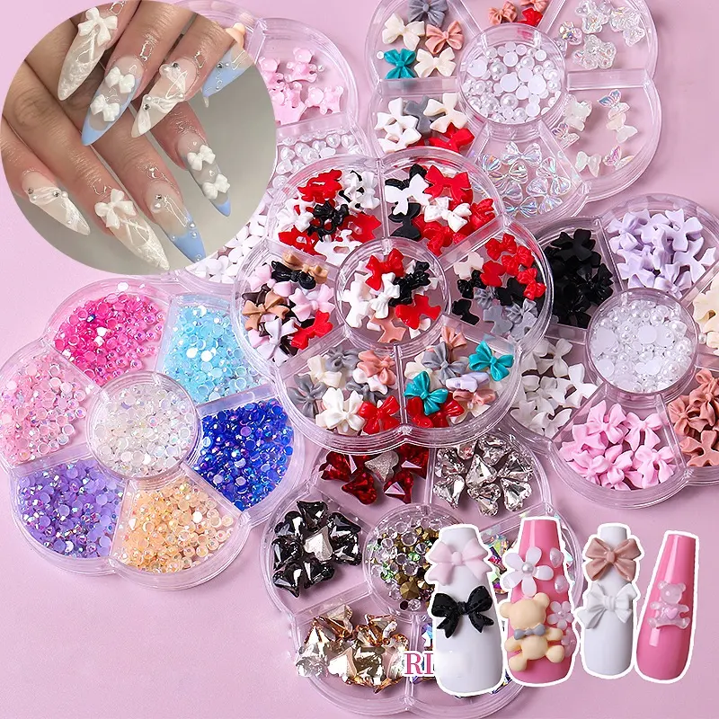 Aurora Noeuds Papillon 3D Acrylique Nail Art Décorations Résine Nail Art Charmes Bijoux DIY Manucure Fournitures Arc Nail Charms