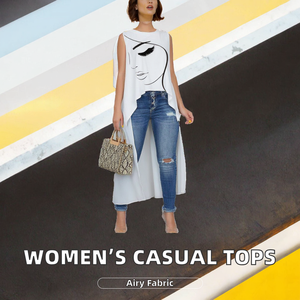 Wholesale Women's Vintage Breathable Long Casual Fashion Printed Round Neck Sleeveless Tank <b>Tops</b> - Product Image 2