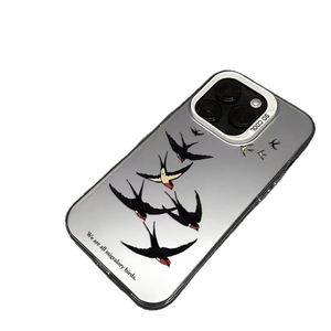 Funda Protectora para Teléfono Móvil con Estampado de Golondrina, Plateada, Electrochapada, de TPU y PC, para iPhone 8, Xs Max, 11, 12, 13, 14, 15, 16, 17, Air - Product Image 6