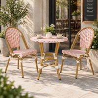 Chaise de salle à manger moderne en rotin PE pour l'extérieur, avec structure en alliage d'aluminium, empilable, pour restaurant, café, mobilier de terrasse