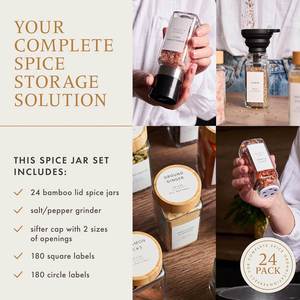 2-In-1 Nordic Wood Glass & Acacia Lid Eco-Friendly Dishwasher Safe Spice <b>Container</b> Jar Salt Pepper Shaker - Product Image 2
