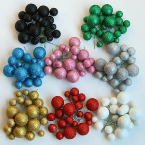 Paquete <span class=keywords><strong>de</strong></span> 20 Adornos y Decoraciones para Pastel <span class=keywords><strong>de</strong></span> <span class=keywords><strong>Cumpleaños</strong></span> con Bolas Redondas Doradas y Plateadas con Purpurina - Product Image 1