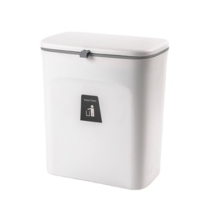 9L 9 liters Kitchen wall-mounted inner bucket with slide lid and carry handle trash can dustbin plastic waste bin