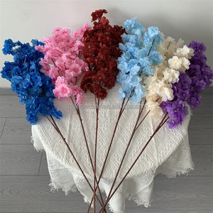 B-126 matrimonio fiore artificiale ciliegio finto fiore nuovo stile <span class=keywords><strong>Sakura</strong></span> 3 rami gambo singolo fiore di ciliegio 3 strati rosa scuro - Product Image 1