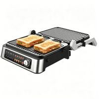 Parrilla de Contacto Digital Anbolife, Solo Venta al Por Mayor, 10 Programas Diferentes, 90 ° y 180 ° Placa con Revestimiento Antiadherente Openning Angles