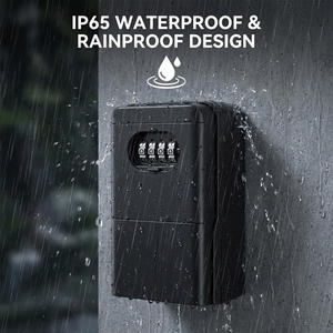 Boîte à clés portable noire à combinaison à 4 chiffres avec anse, coffre-fort de rangement pour clés, idéal pour l'extérieur, la maison, les Airbnb et l'<span class=keywords><strong>immobilier</strong></span> - Product Image 6