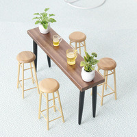 Modèle miniature de nourriture et de jeu 1:12, comptoir de bar, table basse miniature en bois de noyer noir, table de maison de poupée, jeu de rôle