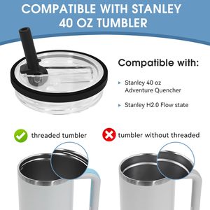 Tapa antiderrames Stanley con pajita abatible, compatible con el vaso Stanley Quencher de 40 oz, resistente a fugas y derrames. - Product Image 3