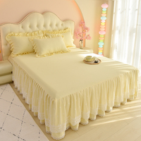 Ensemble de literie 4 pièces en coton écologique 300 fils pour mariage, motif Princesse Loka, avec jupe de lit, housse de couette et taies d'oreiller, 40 couleurs unies, vente en gros