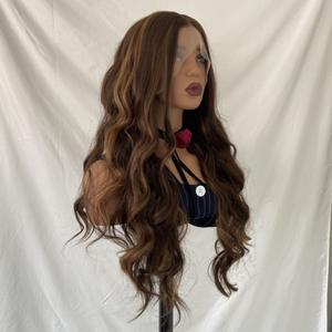 Peluca de Encaje con Reflejos Degradados, con Mechas de Colores, <span class=keywords><strong>Cabello</strong></span> Sintético Largo y <span class=keywords><strong>Rizado</strong></span> para Mujer - Product Image 2