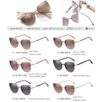 MS 85016 Nuevas Gafas de Moda para Mujer, Montura Brillante de Metal y TR90 con Diseño de Ojo de Gato, Bloqueo de Luz Azul, Diseño Colorido