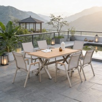 Ensemble de mobilier d'extérieur moderne Meiqi, résistant aux intempéries, avec chaises de jardin et ensemble de repas pour terrasse, table à plateau large, pour salon, parc, café et loisirs