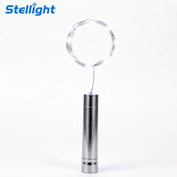 Lumières pour bouteilles de vin, alimentées par piles AA, bouchon en plastique en forme de liège, guirlande lumineuse à 20 LED, fil argenté, intérieur/extérieur, rechargeable