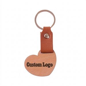 Porte-clés en bois personnalisé avec logo, écologique, en forme de cœur, pour voiture, maison, bagages, artisanat DIY, cadeaux promotionnels - Product Image 1
