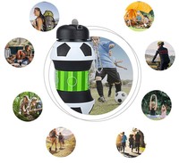 2026 Fußball-Merchandise Fußball-Trinkflasche 550ml Faltbare Wasserflasche Lebensmittelechte Silikonflasche für Fußballfans