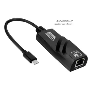 USB 3.1 erkek siyah renk tip-c için LAN portu RJ45 Laptop için 1000M Gigabit Ethernet ağ adaptörü konektörü
