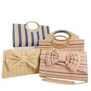 Women Casual <b>Straw</b> Woven Evening <b>Bag</b> Fashion Top Handle Clutch Purse with Removable Chain for Traveling Beach - Product Image 1