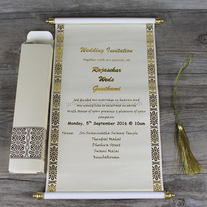 Offre Spéciale : Parchemin de mariage personnalisé avec boîte – Invitations de mariage sur parchemin royal personnalisées avec pompon doré - Product Image 3