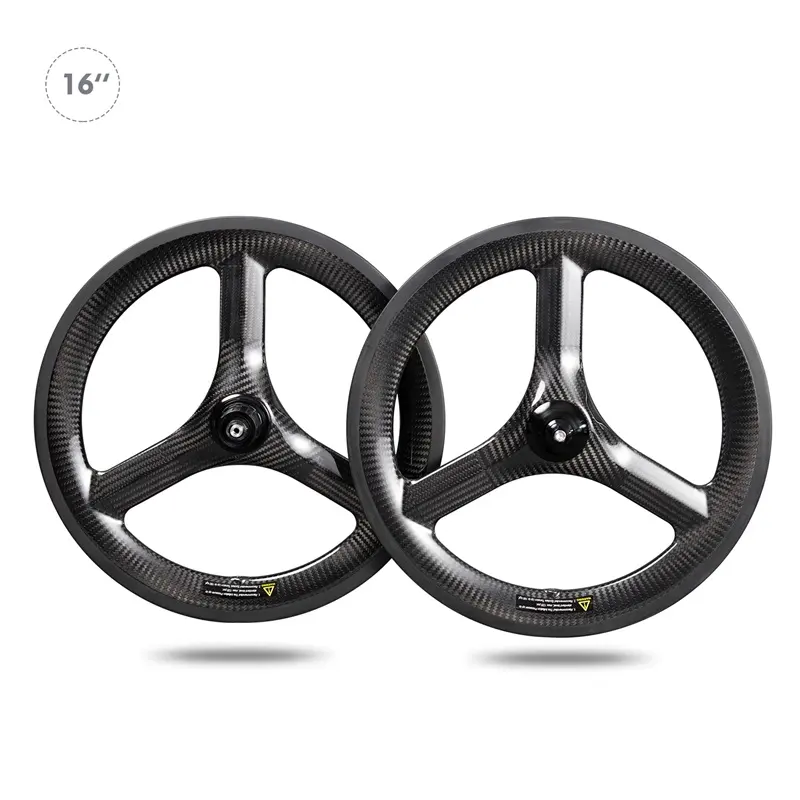 Conjunto de rodas de freio de carbono, conjunto de rodas de 16 ", 349, 3 raios, 40mm, 23mm, clincher, basalto, freio, superfície para bmx, bicicleta de dobramento