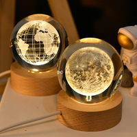H 3d Art boule de cristal verre meilleur ami cadeaux d'anniversaire 3D Led veilleuse USB câble interrupteur bois led lumière base veilleuse