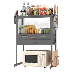 Kitchen Microwave Shelf Countertop Household <strong>Oven</strong> Integrated Dustproof Shelf Dish Drain Rack Knife Rack Storage Rack - Product Image 6