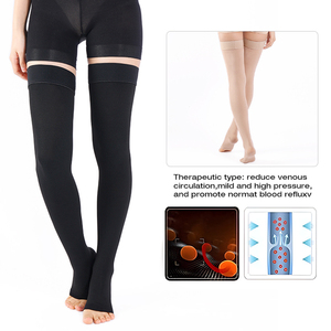 Compports Wholesale Silicone Grip Non-Slip Compression Class 2 Open Toe Thigh High Stockings for Daily Wear - Product Image 4