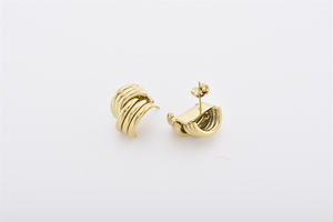 Excelente oferta de pendientes de aro en espiral dorado de acero inoxidable 316 pendientes llamativos - Product Image 4