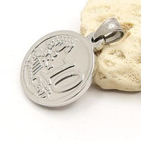 Collar de Lujo Clásico con Cadena de Eslabones de Acero Inoxidable y Colgante de Moneda de Oro de 27mm/20mm con Engaste de Garra, 12/5g, para Fiesta de Aniversario