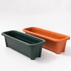 Balcony <strong>Garden</strong> Window Box Planter <strong>Troughs</strong> Brown Big Plastic Rectangular Pots <strong>for</strong> <strong>Plants</strong> - Product Image 1