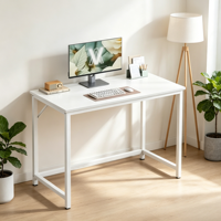 Bureau d'ordinateur, bureau de jeu, bureau à domicile pour petits espaces, 19,7x39,4x29,5 pouces, style moderne, structure métallique, blanc érable, facile à assembler