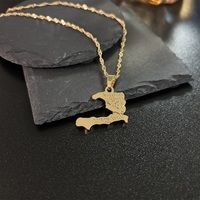 Carte du pays Haïti Plaqué or 18 carats Colliers de cartes pour femmes et hommes