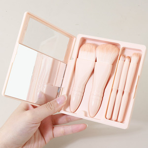 Kit de 5 Brochas de Maquillaje con Espejo, Juego de Brochas Cosméticas Portátiles con Logotipo Personalizado para Viajes, Herramientas de Maquillaje - Product Image 6