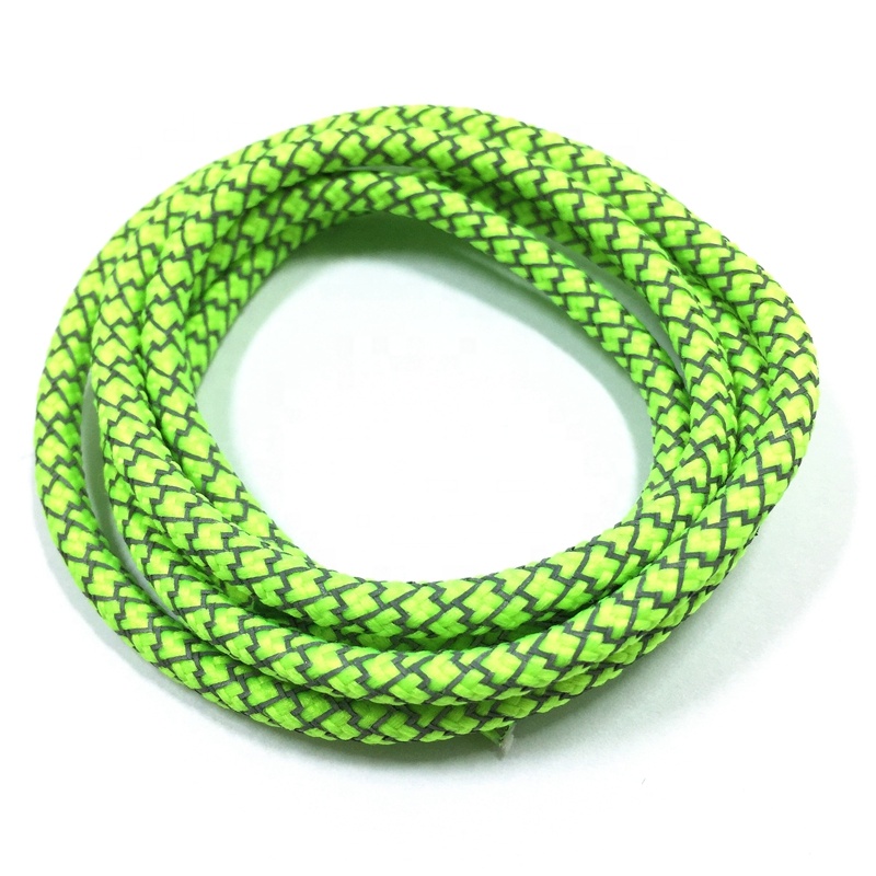 Wholesale Durable Polyester Round Reflective Shoelaces with Colorful Designs for Hiking