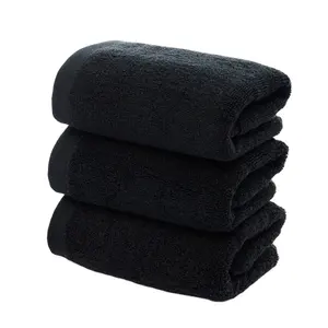 100% Puur Katoenen Zwarte Vierkante Handdoek Badhanddoek Set, 5-sterren Hotel Schoonheidssalon Speciale Verdikte Zacht Absorberend Geschenk Handdoek