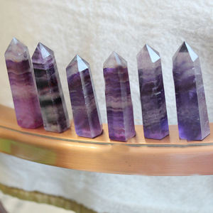 5 صولجان فلوريت موشور كريستال بأوجه نقطة واحدة ، سداسية الشكل لديكور المنزل ، أكياس الحب ، حجر طبيعي فنغ شوي - Product Image 1