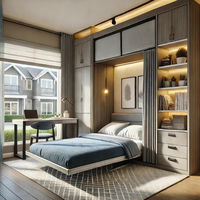 Lit mural moderne en bois, lit Murphy modulaire sur mesure, gain de place, pliable, dissimulé, avec armoire de rangement, montage facile