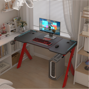 Escritorio para Juegos, Mesa de Computadora para Oficina, Estilo Racer, con Luces LED RGB y Fibra de Carbono - Product Image 5