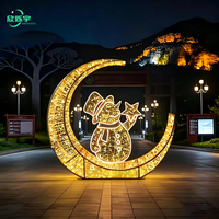 Décoration de Noël géante en 3D avec motif de lune, bonhomme de neige, cerf, Père Noël, sculpture lumineuse LED, décoration de rue, affichage commercial