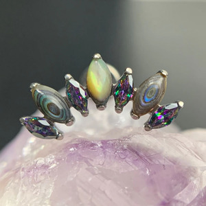 Piercing de Titanio ASTM F136 para <span class=keywords><strong>Oreja</strong></span> con 7 Piedras Naturales y Zirconia, Pendientes para <span class=keywords><strong>Tragus</strong></span>, Labio, Hélix, Lengua, Joyería Piercing - Product Image 3